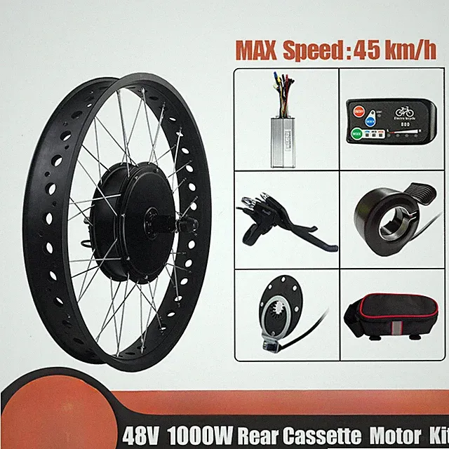 20/26Inch 48V 1000W Snow Fat Tyre E-bike Conversion Kit Rear Cassette Hub Motor