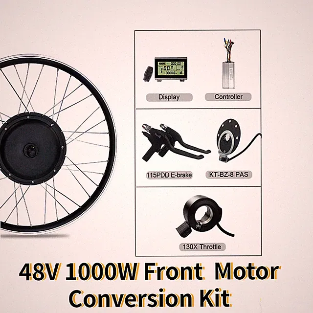 48V 1000W Front Motor Conversion Kit with Controller Display Thumb Thtottle PAS
