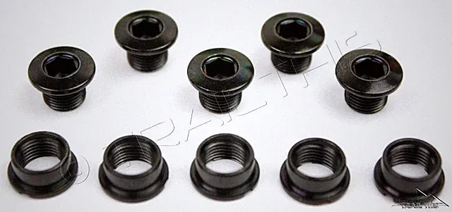 5-Count Set of Origin8 Black Single-Speed Fixed Gear BMX Track Chainring Bolts