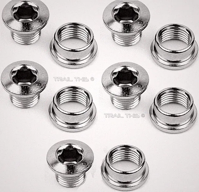 5-Count Set of Origin8 Chrome Single-Speed Fixed Gear BMX Track Chainring Bolts