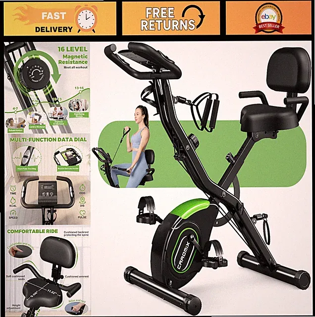 5-in-1 Folding Exercise Bike - 16-Level Magnetic Resistance, 330LB Capacity, Ind