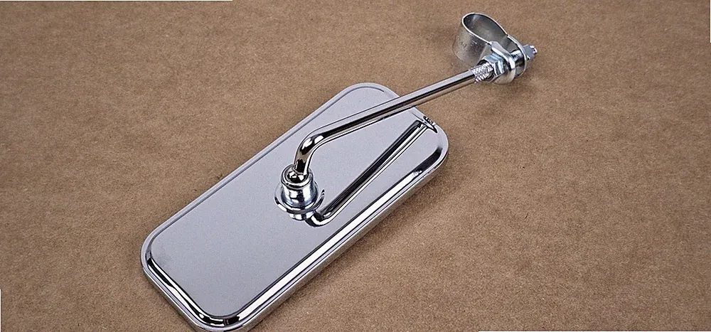 5" LONG BICYCLE BOLT-ON STEEL OG LOWRIDER RECTANGLE MIRROR ALL CHROME