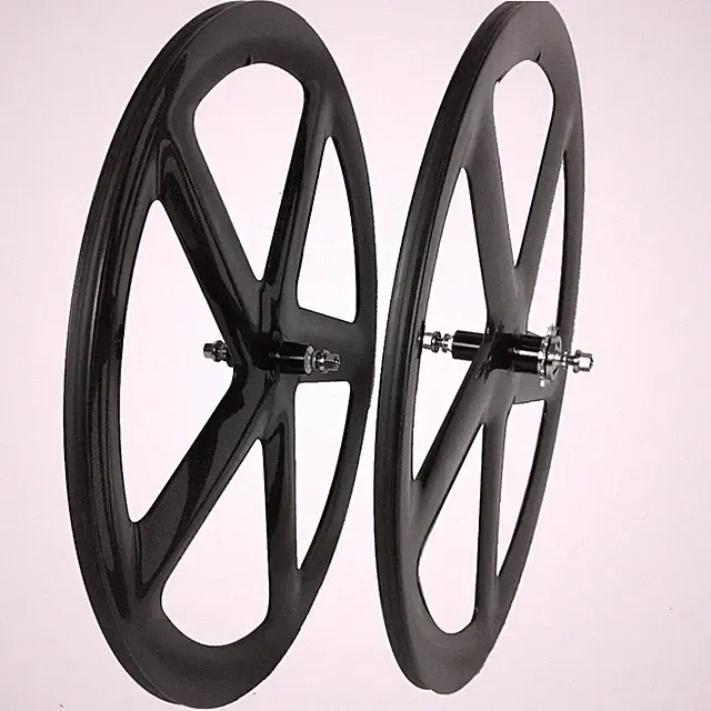 700c Carbon 5 Spokes Wheels Road Fixed Gear Bicycle Wheelset Clincher Tubular