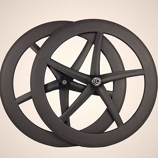 700c Carbon Track or Road Bike 5 Spoke Wheelset Racing Triathlon Bicycle Wheels