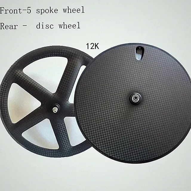 700c Full Carbon 5 Spokes Disc Wheels Road/Track/Fixed Gear Bicycle Wheelset