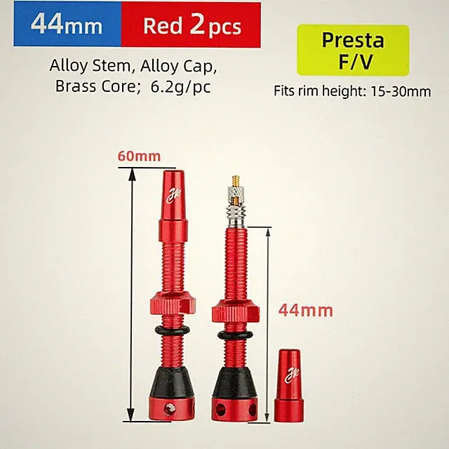 Bicycle F/V Tubeless Valve 44 60 80Mm W/Tool Optional for Gravel Bike Aluminum A