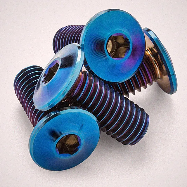 Burnt BLUE Ultra-Low Profile Superlight Titanium Bottle Cage Bolts by Terske