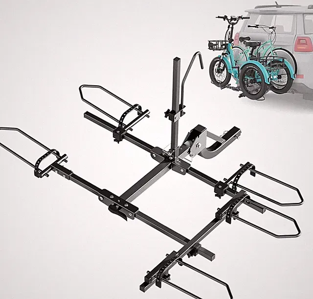 H&ZT Folding Trike Rack 2 Bikes Hitch Mount Rack Rear Bike Racks Carrier 270 lbs