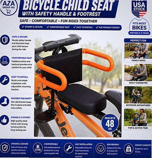 Kids Bike Seat Child Bike Seat Bicycle Seats for Children 2-5 Years Front Mou...