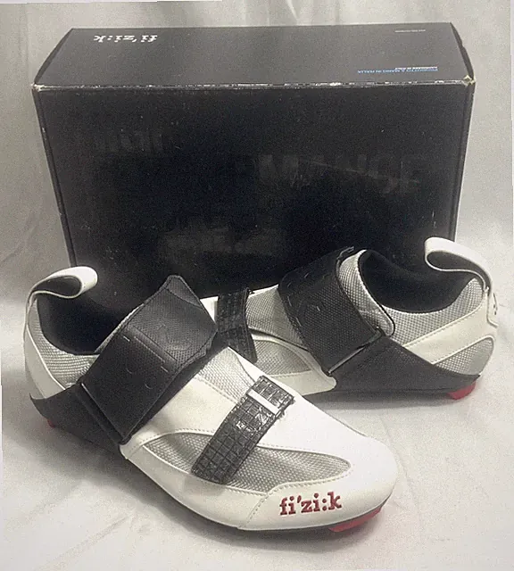 NEW Fizik Men’s Cycling Shoes K5 White Silver Uomo Triathlon Bicycle Size 11 1/3