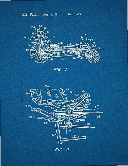 Recumbent Bicycle Patent Print Blueprint