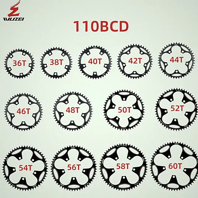 Road Bike Chainring 110 BCD 5 -Bolts 36T to 60T 9-11 Speed Bicycle Chainwheel