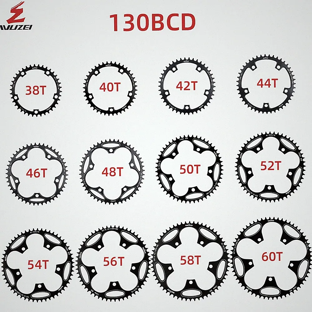 Road Bike Chainring 130 BCD 5 -Bolts 38T to 60T 9-11 Speed Bicycle Chainwheel