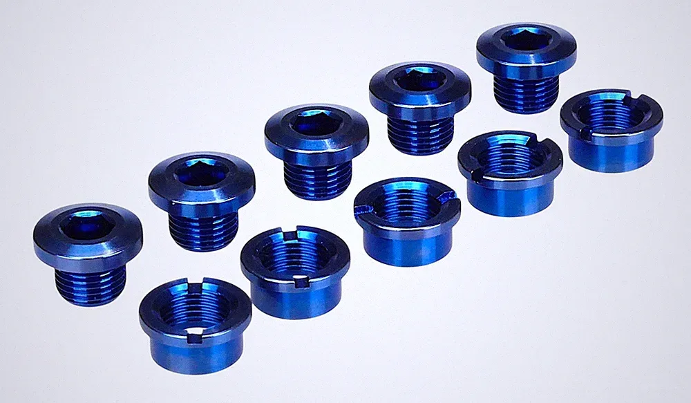 Titanium BMX bicycle single speed chainring bolts - set of 5 - BLUE