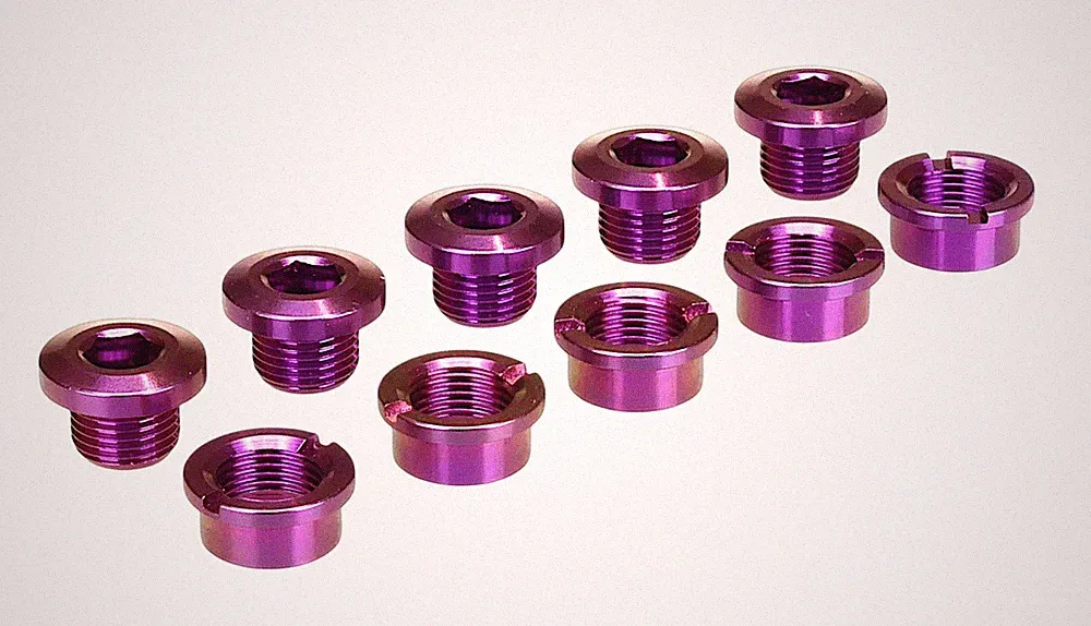Titanium BMX bicycle single speed chainring bolts - set of 5 - PURPLE