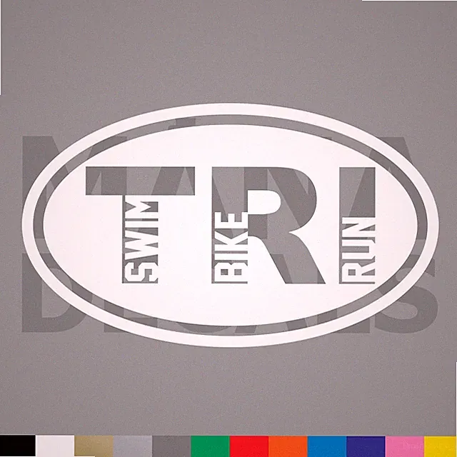 Triathlon Oval Vinyl Die Cut Decal Sticker - Swim Bike Run TRI Marathon Race