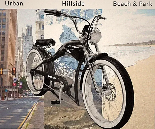 Twenty5 GT 26" Fat Tires Chopper Throttle Cruiser 500W Black E-Bike Bicycle