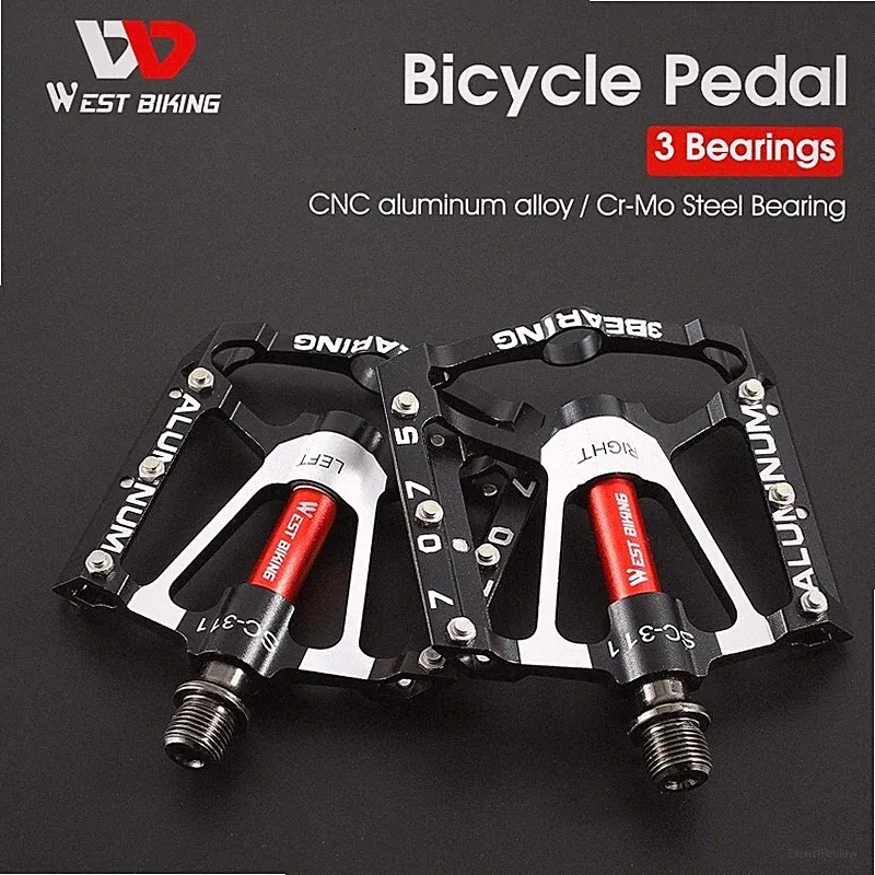 WEST BIKING Aluminum Pedal Road MTB Bike City Bicycle Cycling Pedals 5 Colours